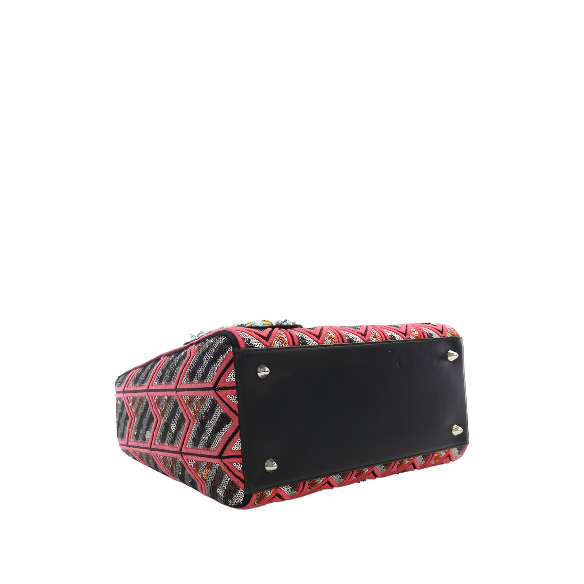 Dior Medium Patent Sequin Embroidered Lady Dior — Pink