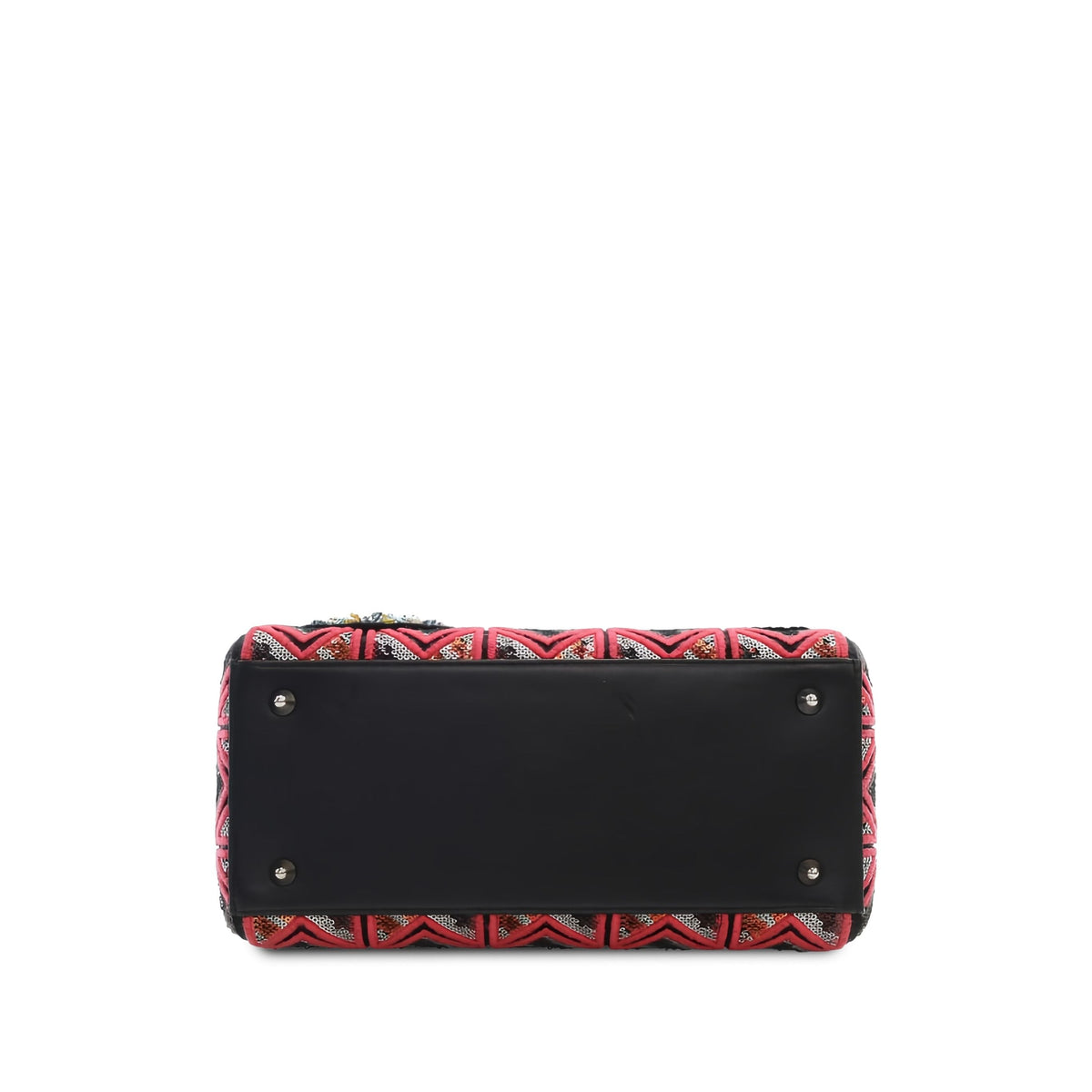 Dior Medium Patent Sequin Embroidered Lady Dior — Pink