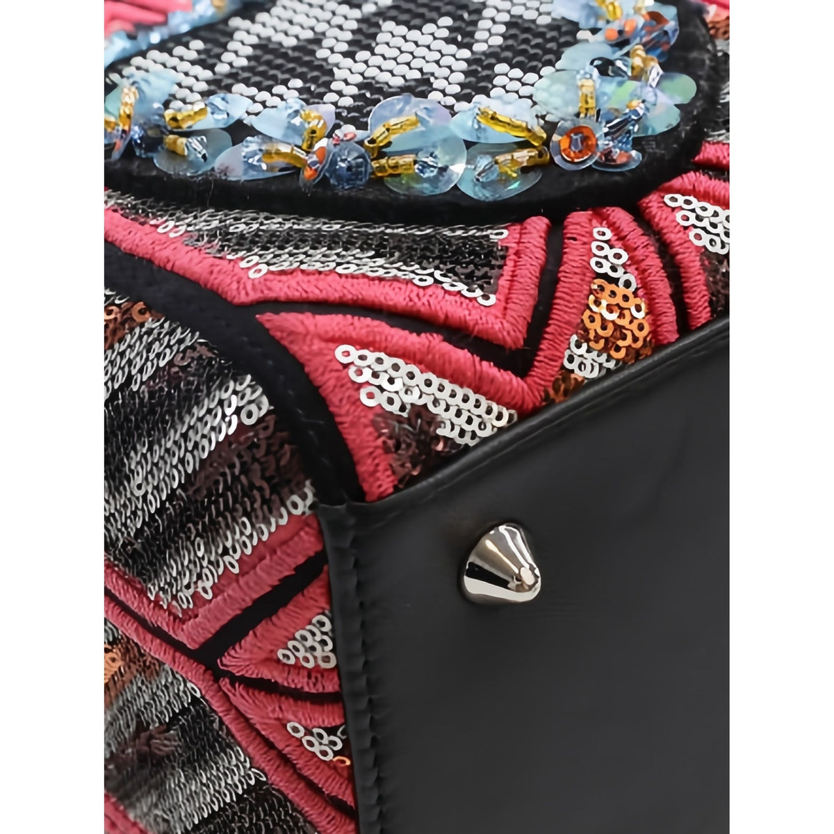 Dior Medium Patent Sequin Embroidered Lady Dior — Pink