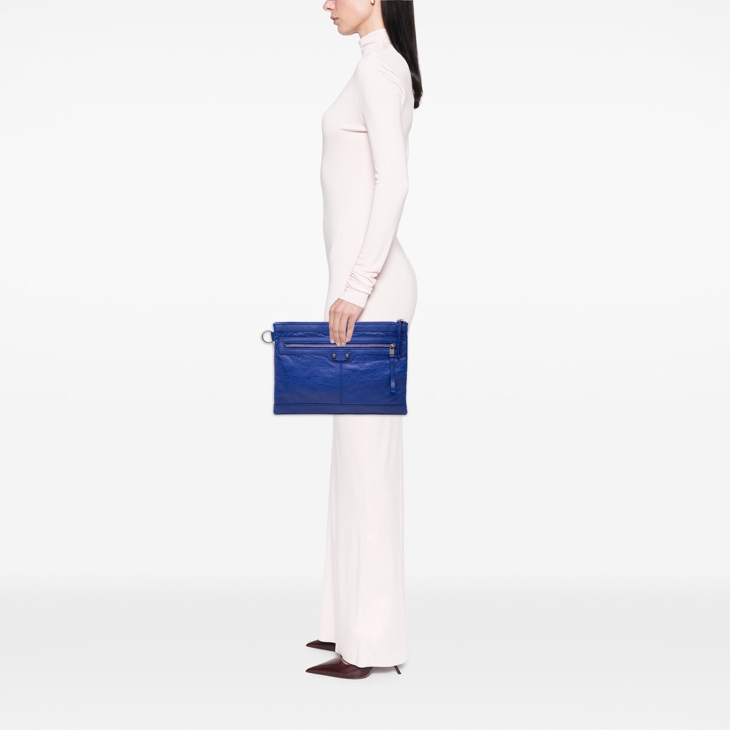Balenciaga Lambskin Motocross Classic Clip M Clutch