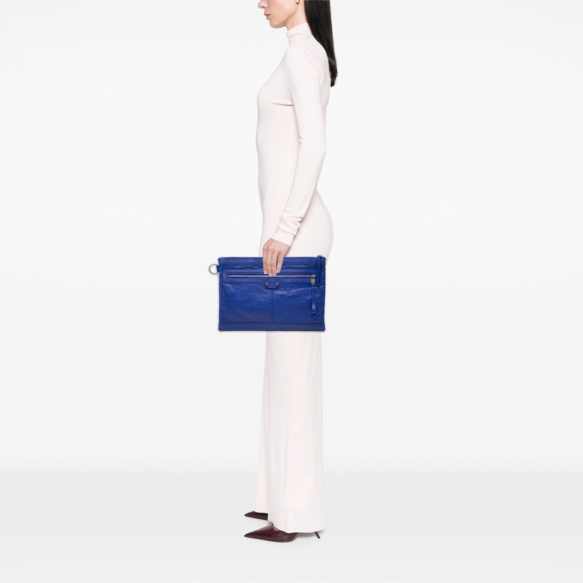 Balenciaga Lambskin Motocross Classic Clip M Clutch