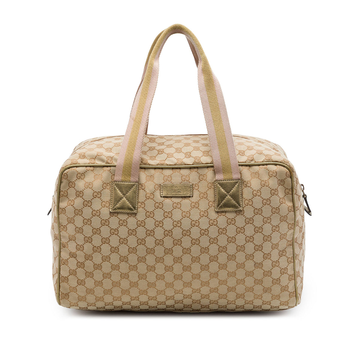 Gucci GG Canvas Web Travel Bag — Beige