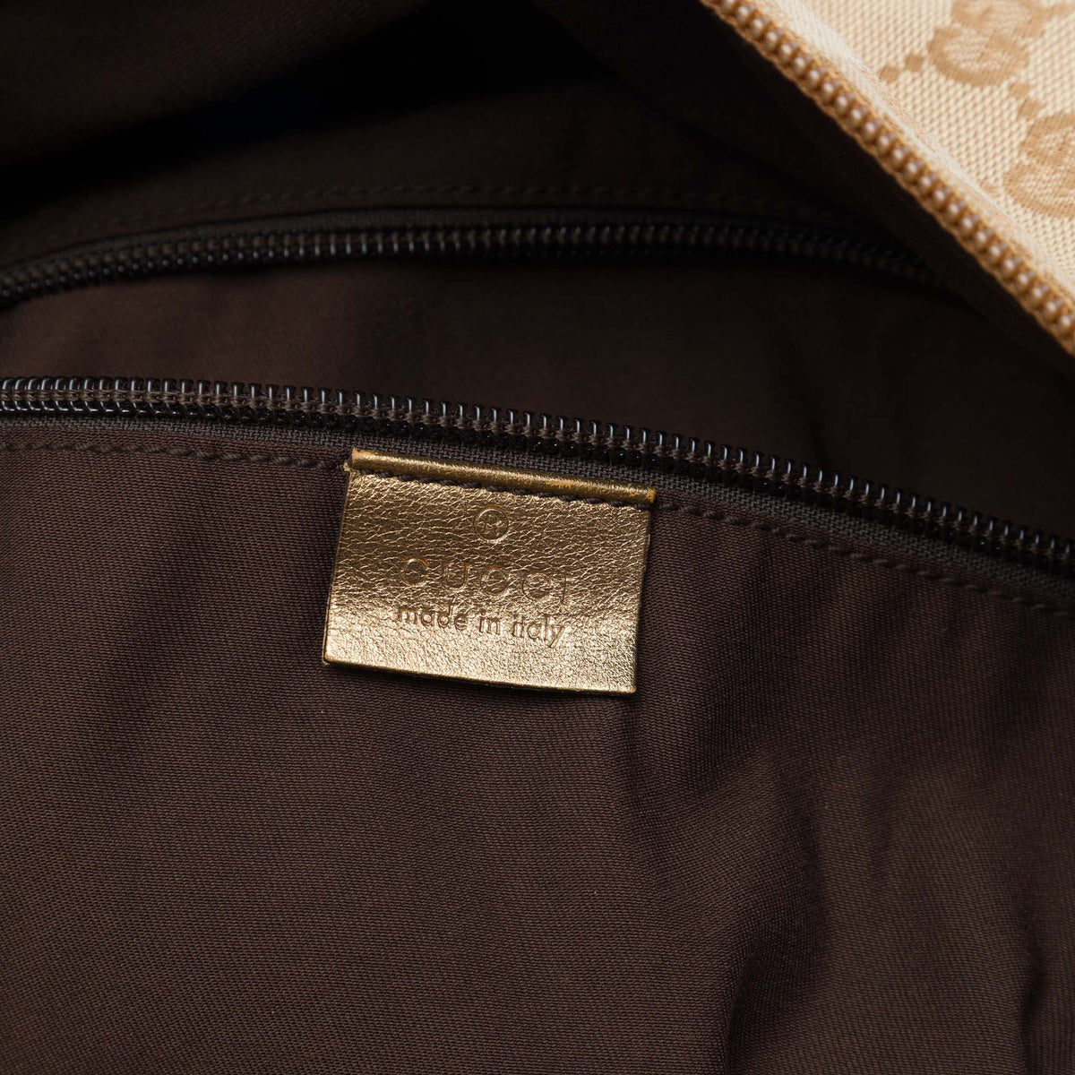 Gucci GG Canvas Web Travel Bag — Beige