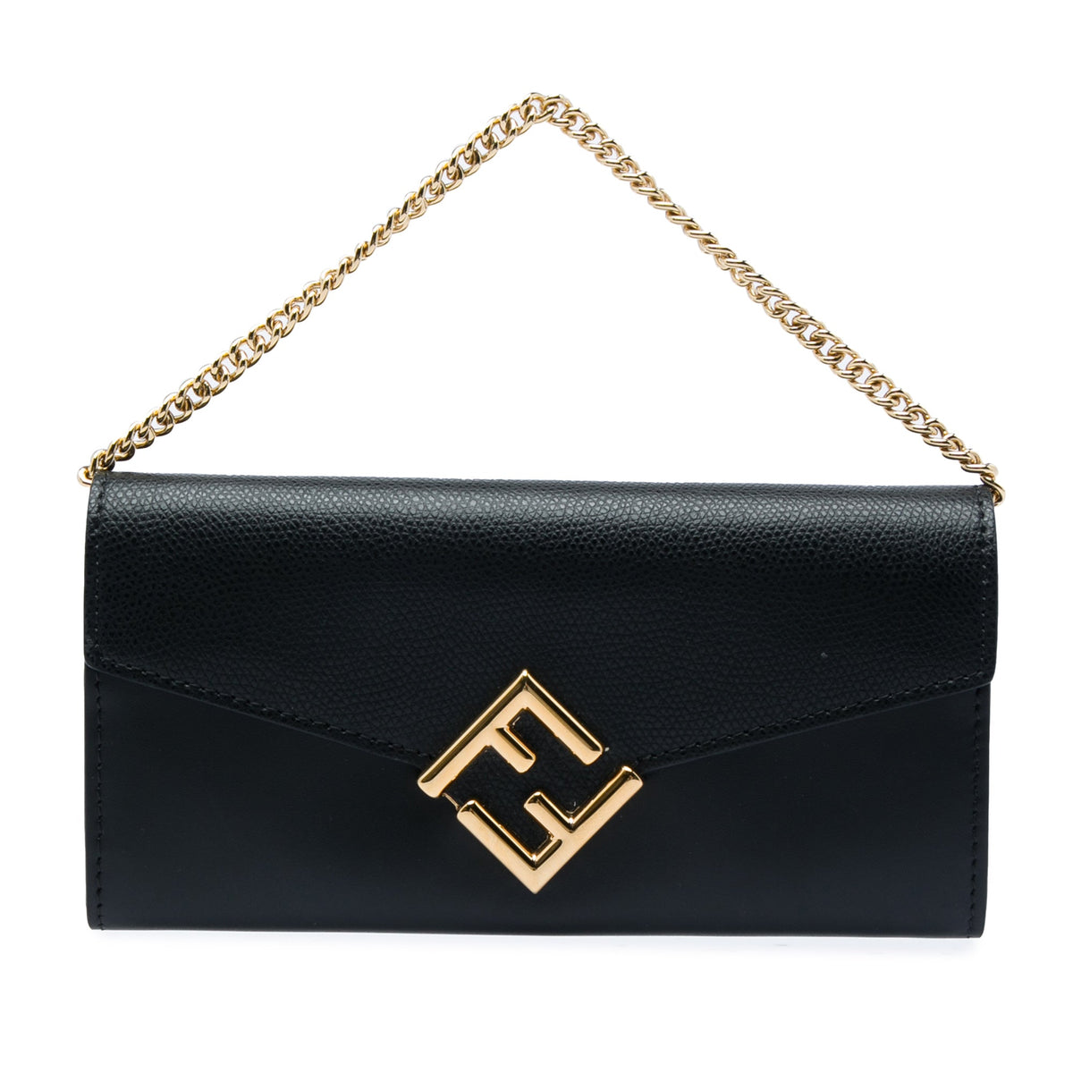 Fendi Smooth and Grained Calfskin Vitello King Cruise FF Diamonds Continental Envelope Wallet On Chain