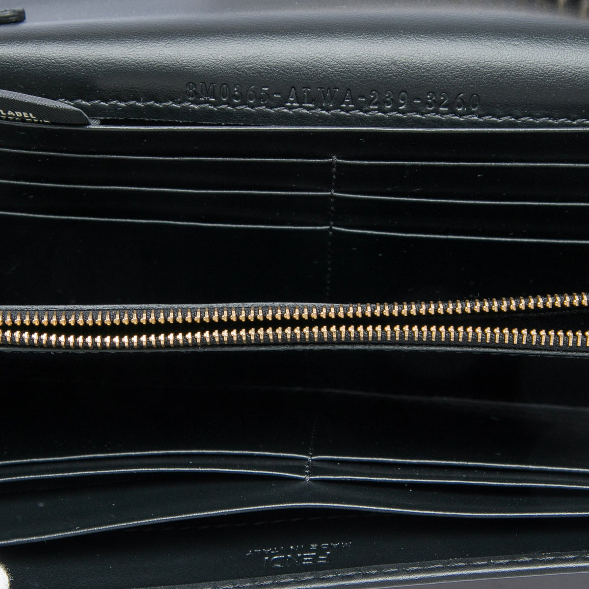 Fendi Smooth and Grained Calfskin Vitello King Cruise FF Diamonds Continental Envelope Wallet On Chain