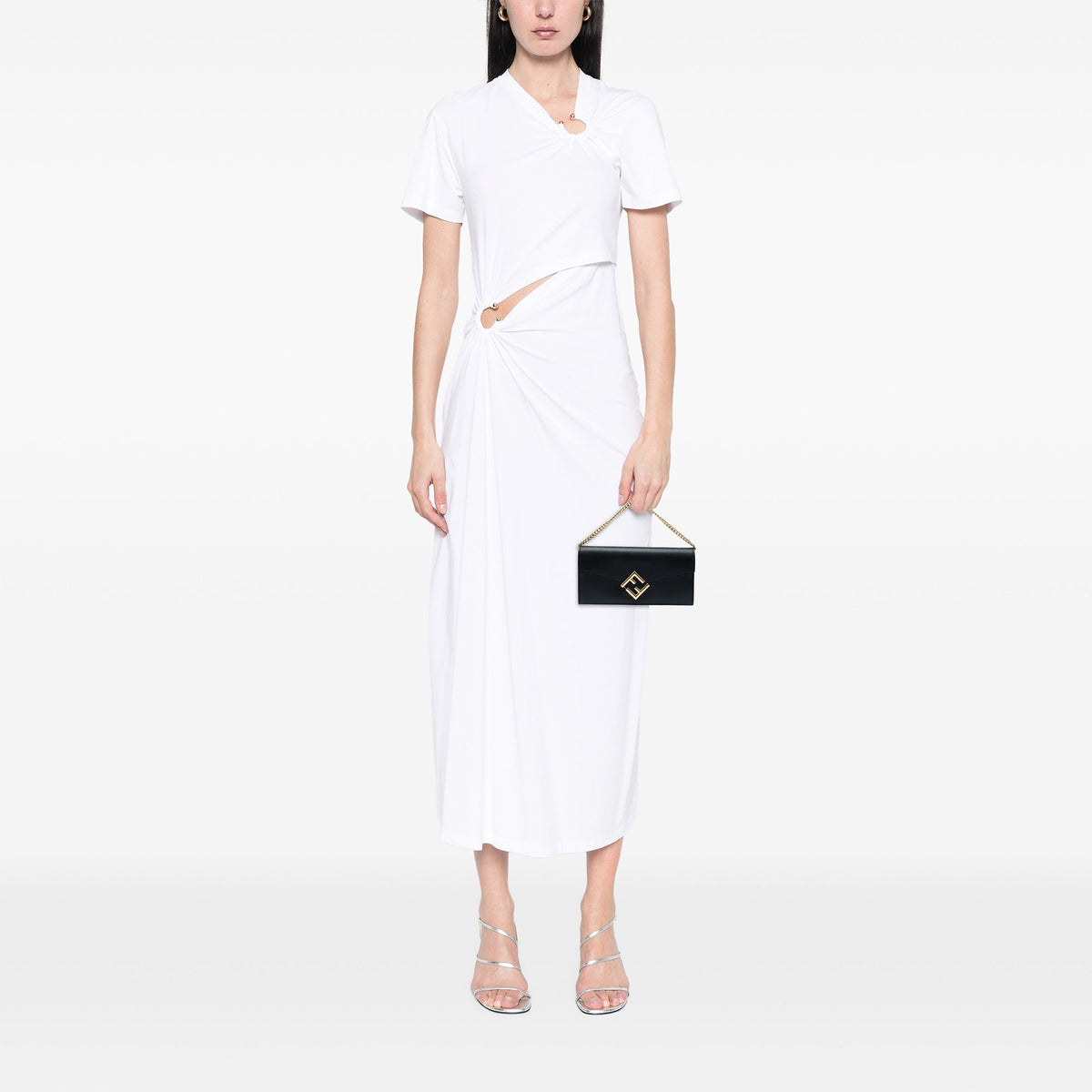 Fendi Smooth and Grained Calfskin Vitello King Cruise FF Diamonds Continental Envelope Wallet On Chain