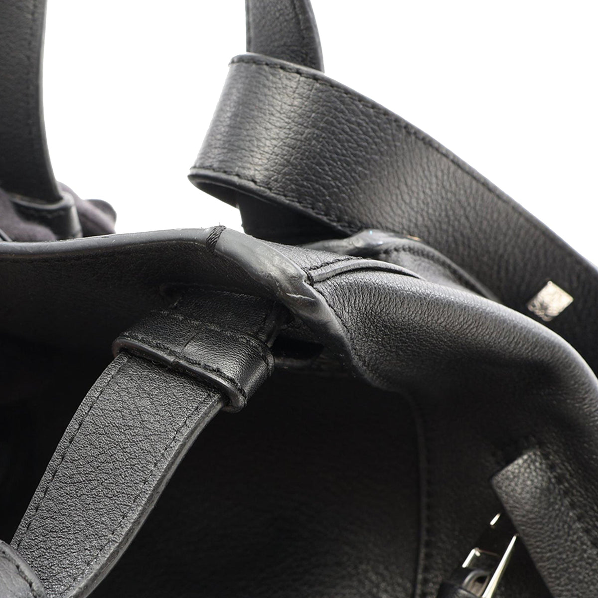 LOEWE Medium Leather Hammock Satchel — Black
