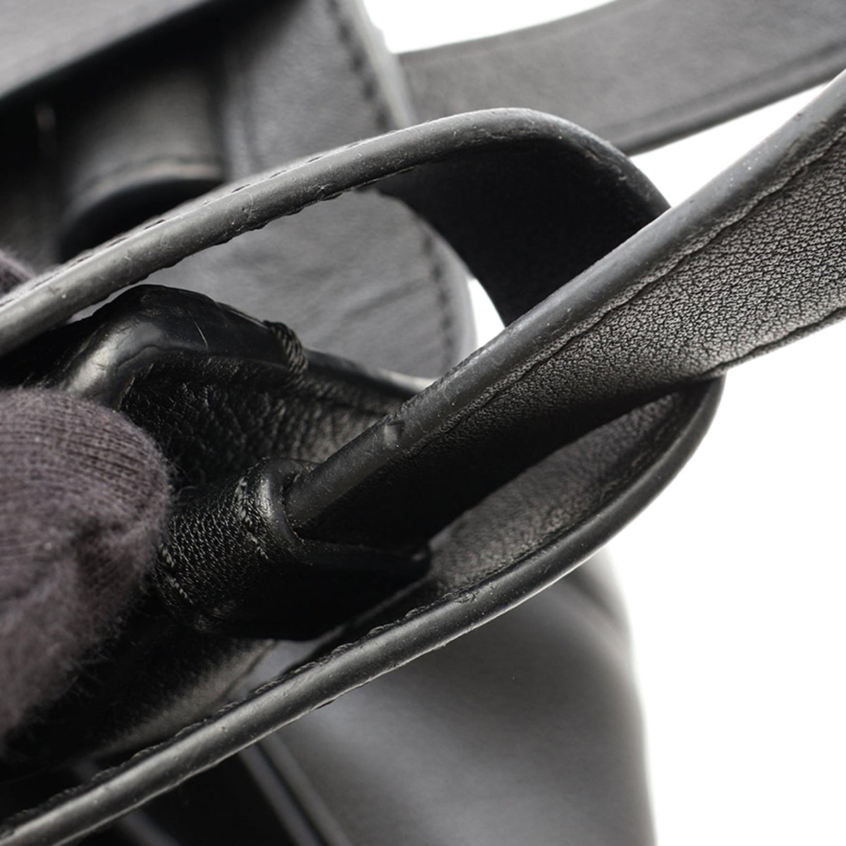 LOEWE Medium Leather Hammock Satchel — Black