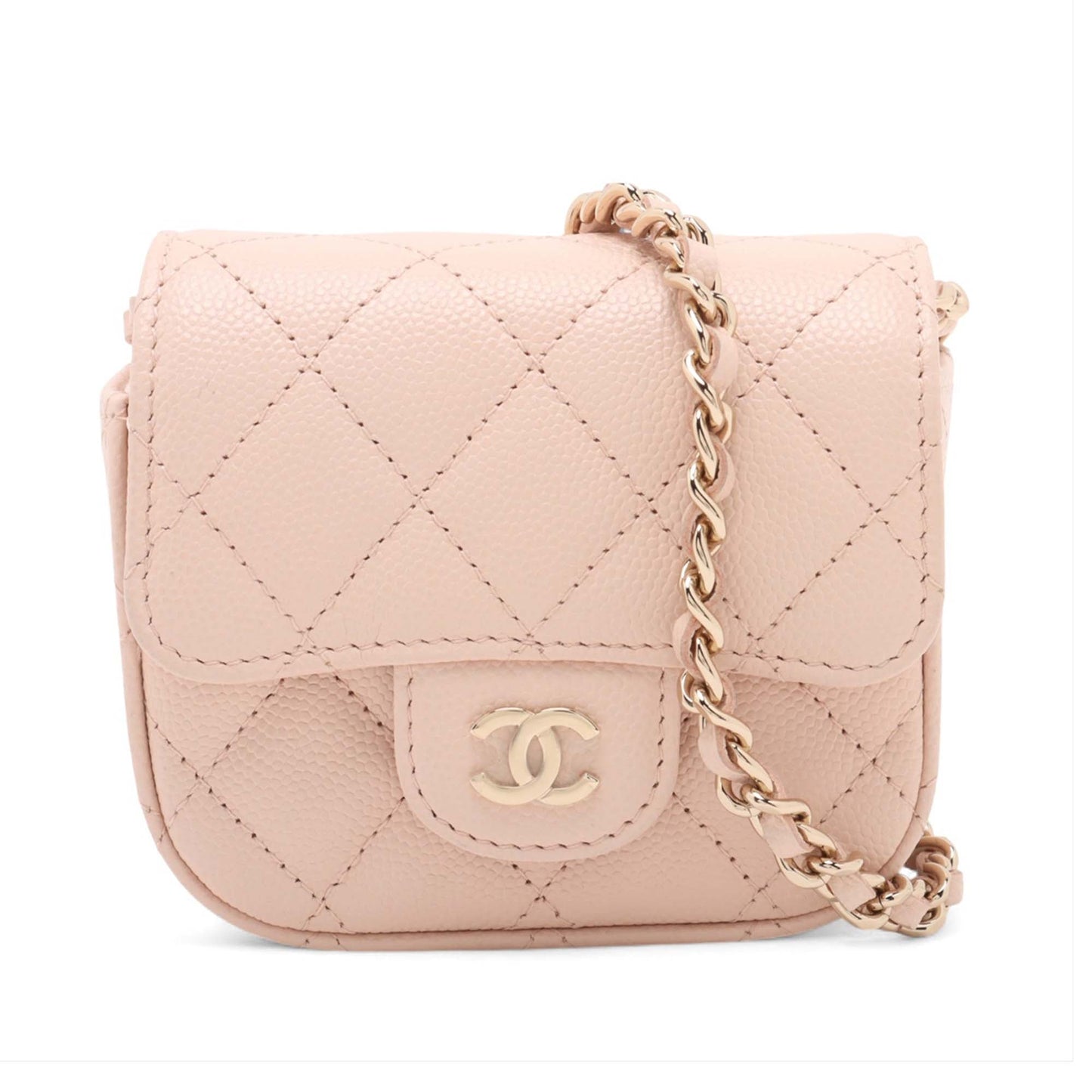 Chanel Mini Classic Caviar Clutch With Chain