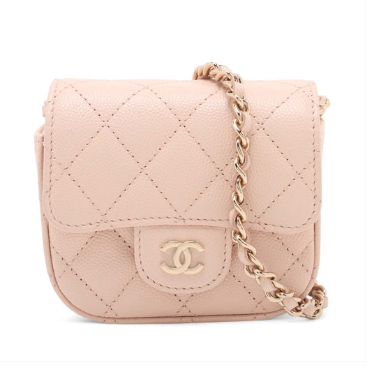 Chanel Mini Classic Caviar Clutch With Chain