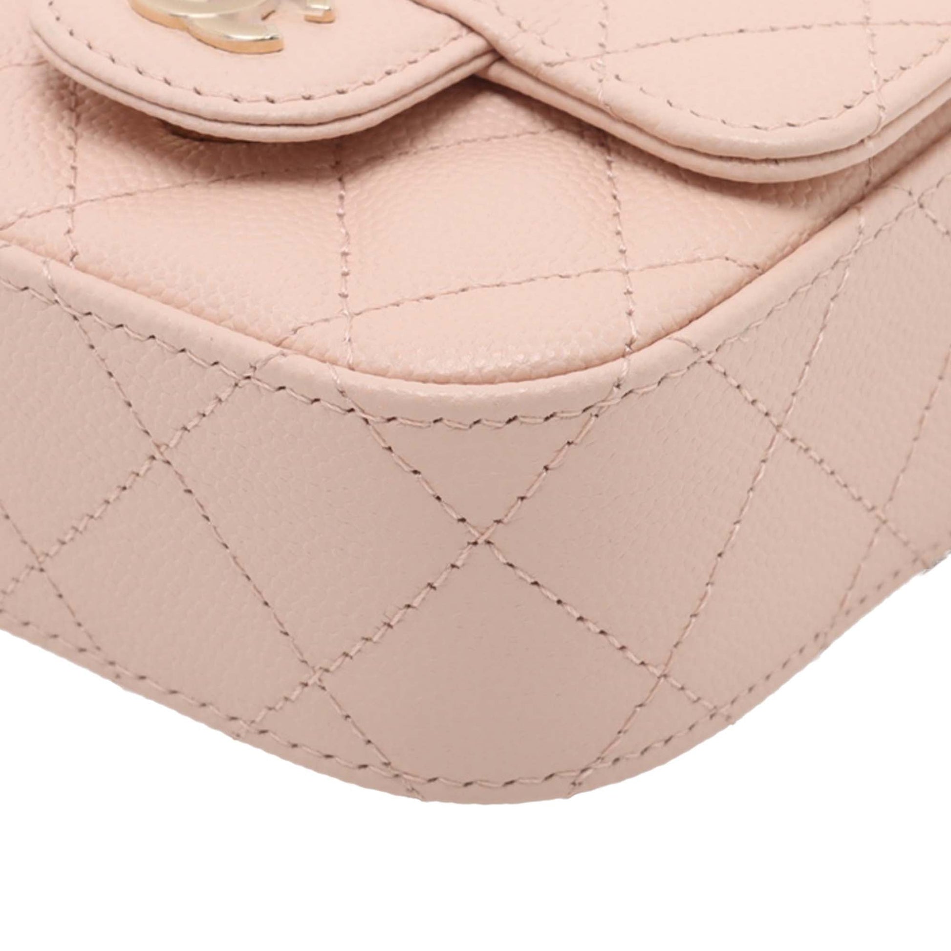 Chanel Mini Classic Caviar Clutch With Chain