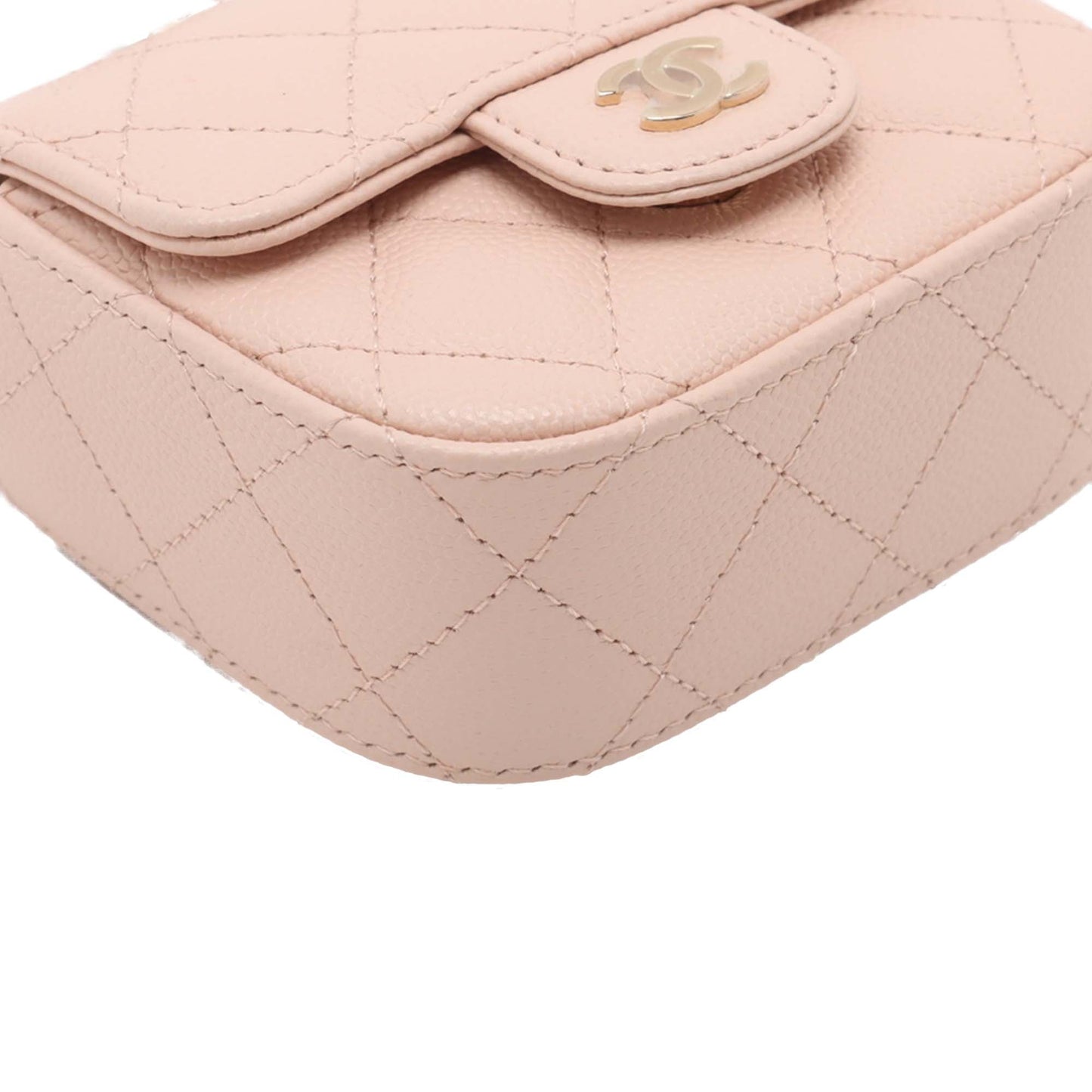 Chanel Mini Classic Caviar Clutch With Chain