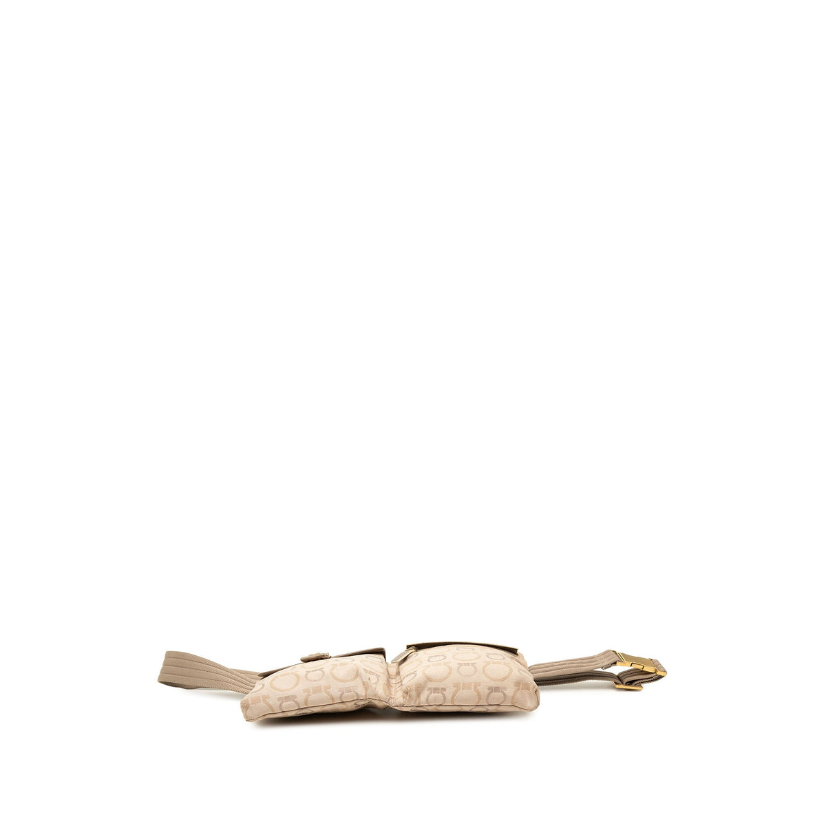 Ferragamo Gancini Canvas Double Pocket Belt Bag — Beige