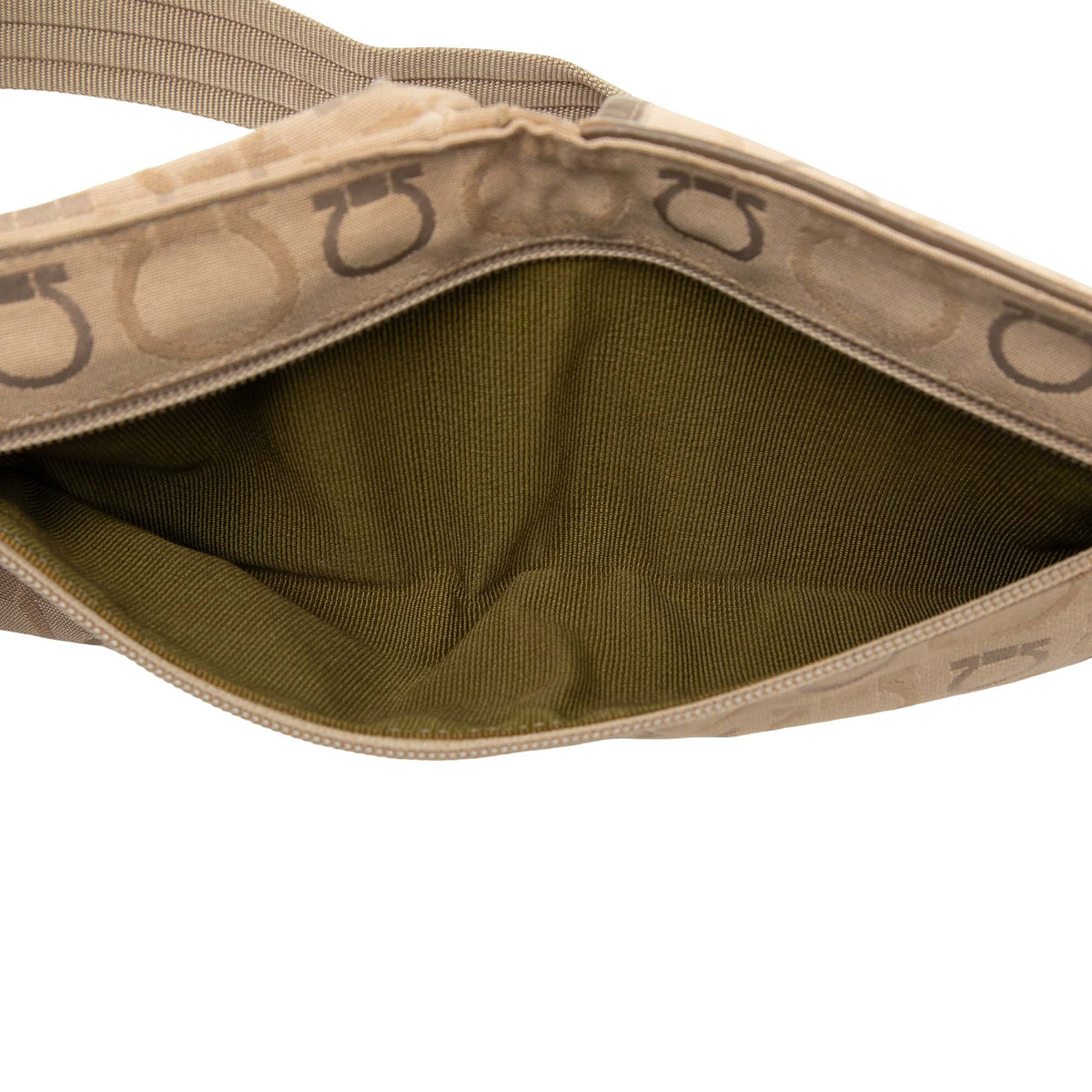 Ferragamo Gancini Canvas Double Pocket Belt Bag — Beige