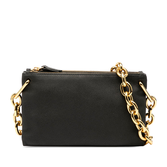 Bottega Veneta Leather Double Zip Chain Crossbody