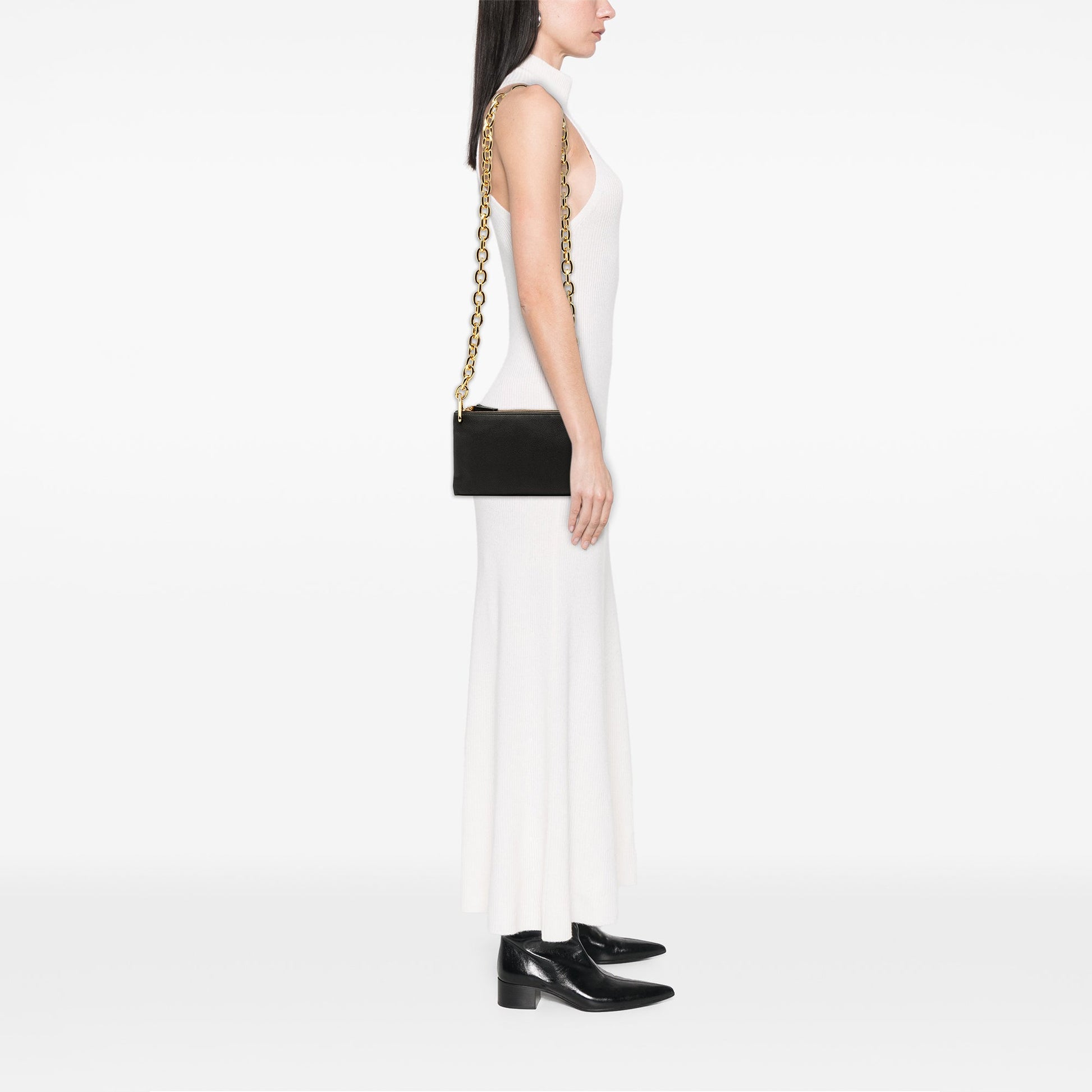 Bottega Veneta Leather Double Zip Chain Crossbody