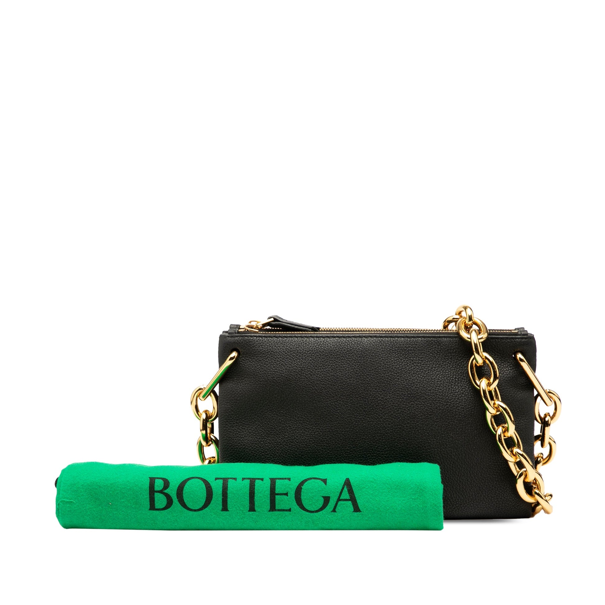 Bottega Veneta Leather Double Zip Chain Crossbody