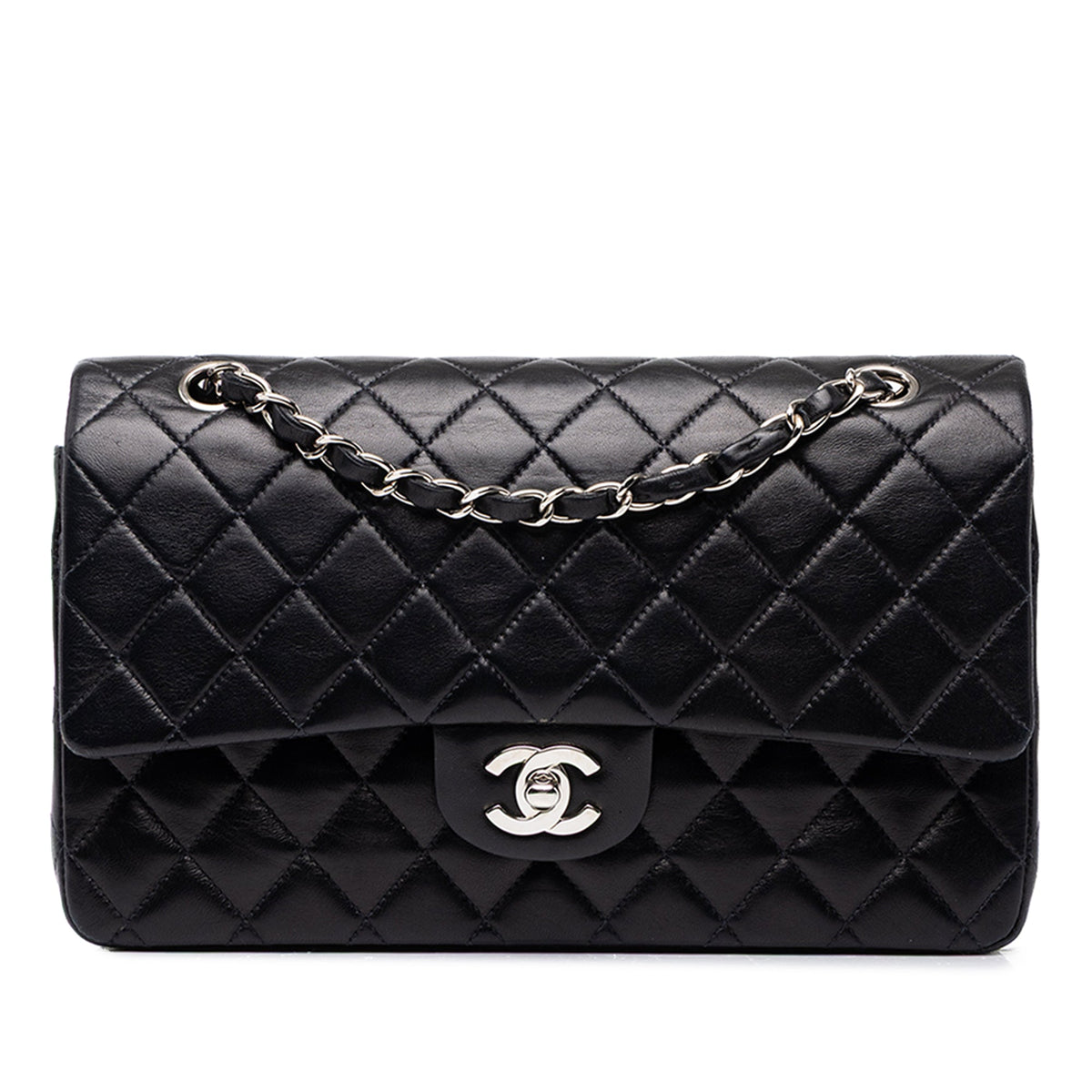 Chanel Medium Classic Lambskin Double Flap — Black