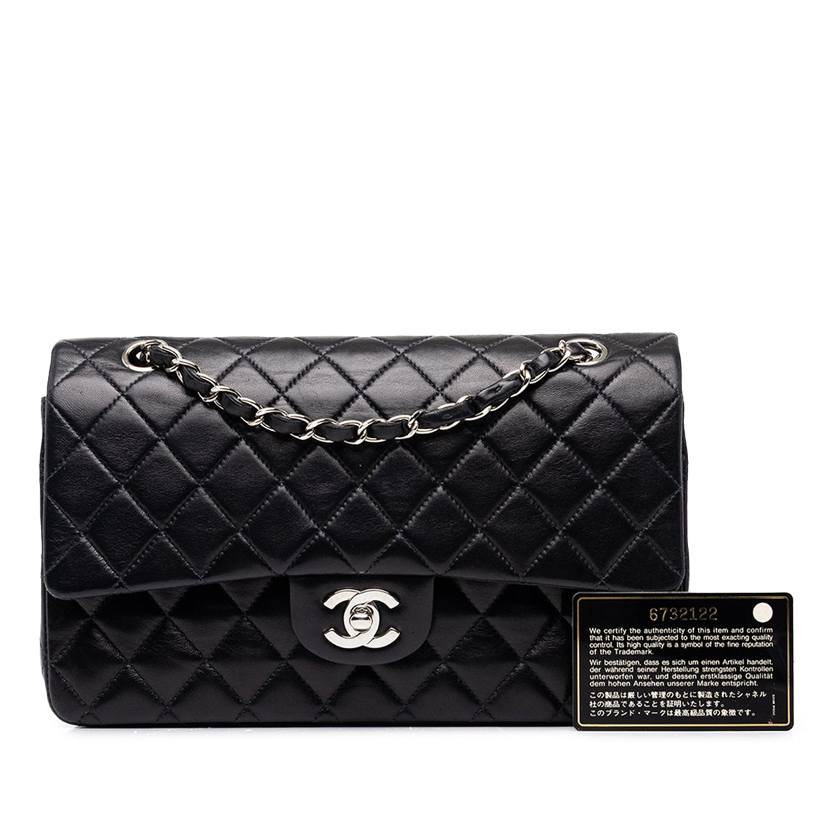 Chanel Medium Classic Lambskin Double Flap — Black