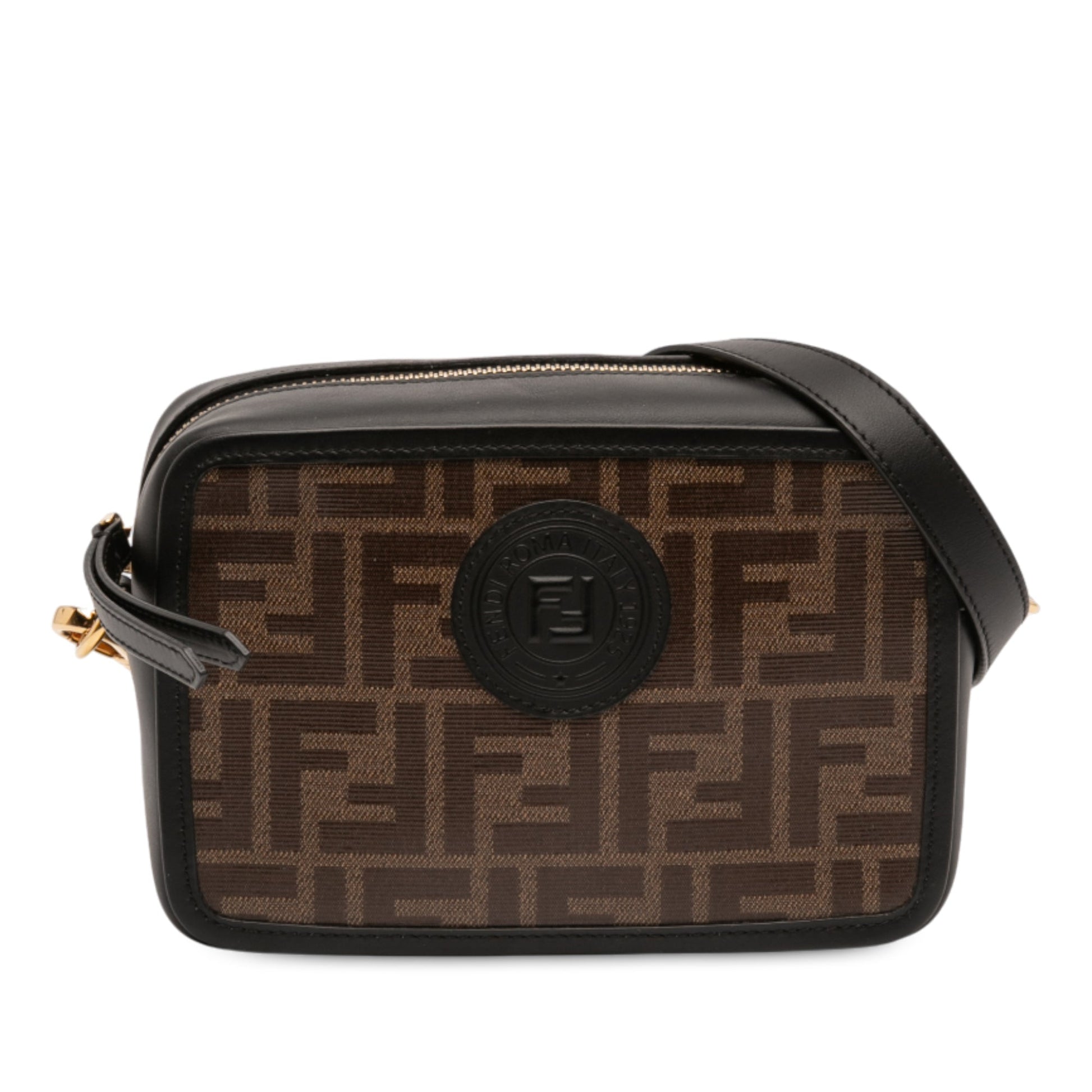 Fendi Glazed Fabric Vitello Century FF 1974 Camera Bag