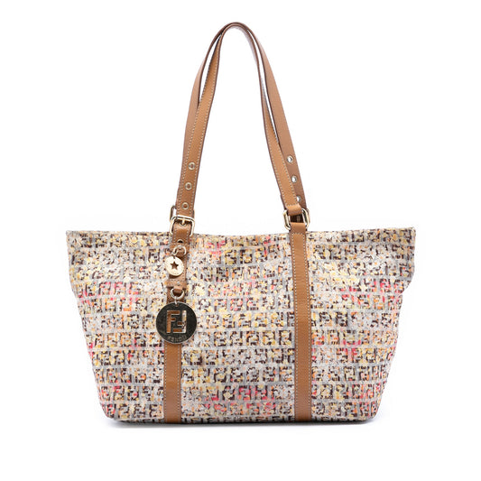 Fendi Zucchino Canvas Floral Superstar Tote
