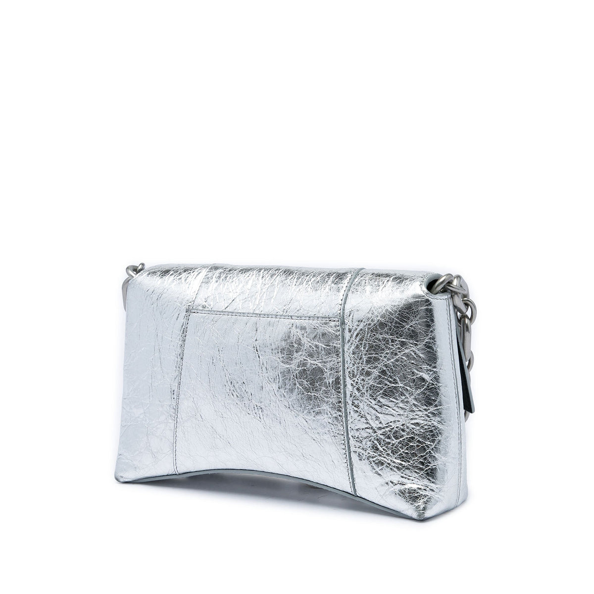 Balenciaga Metallic Crinkled Calfskin Hourglass Downtown Crossbody XS