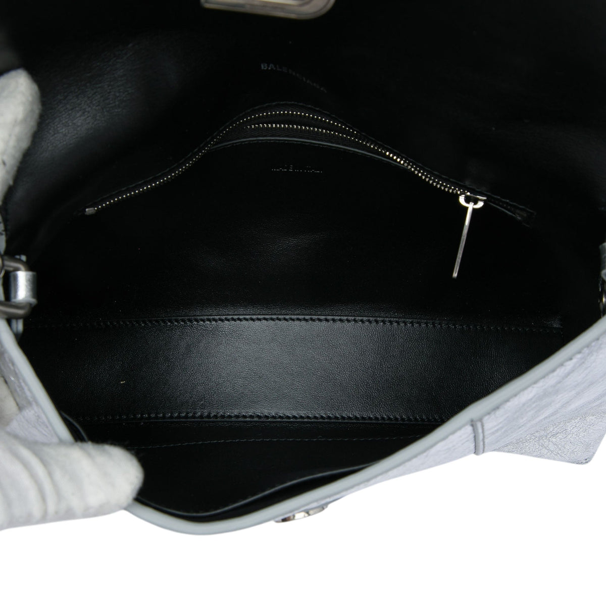 Balenciaga Metallic Crinkled Calfskin Hourglass Downtown Crossbody XS