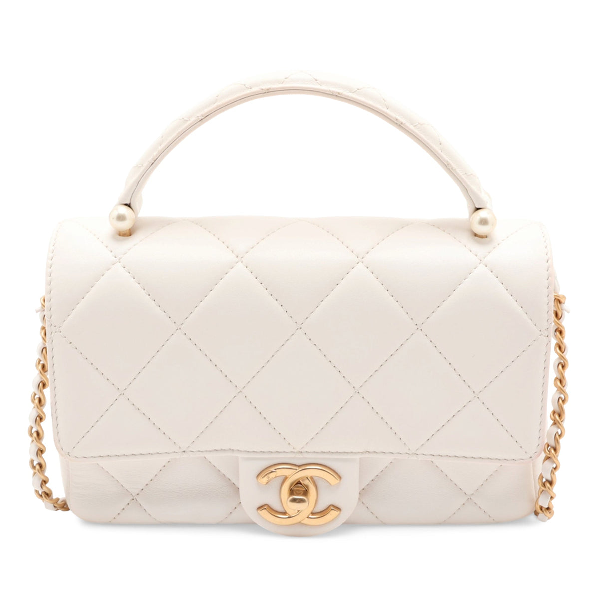 Chanel Medium CC Quilted Caviar Chic Flap — White