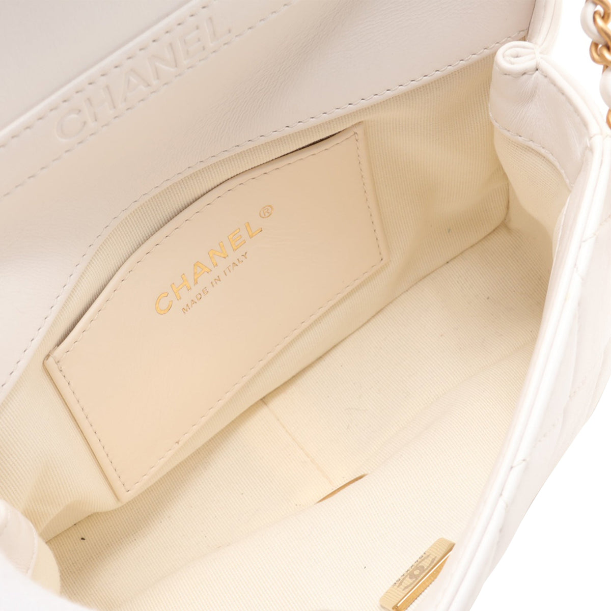 Chanel Medium CC Quilted Caviar Chic Flap — White