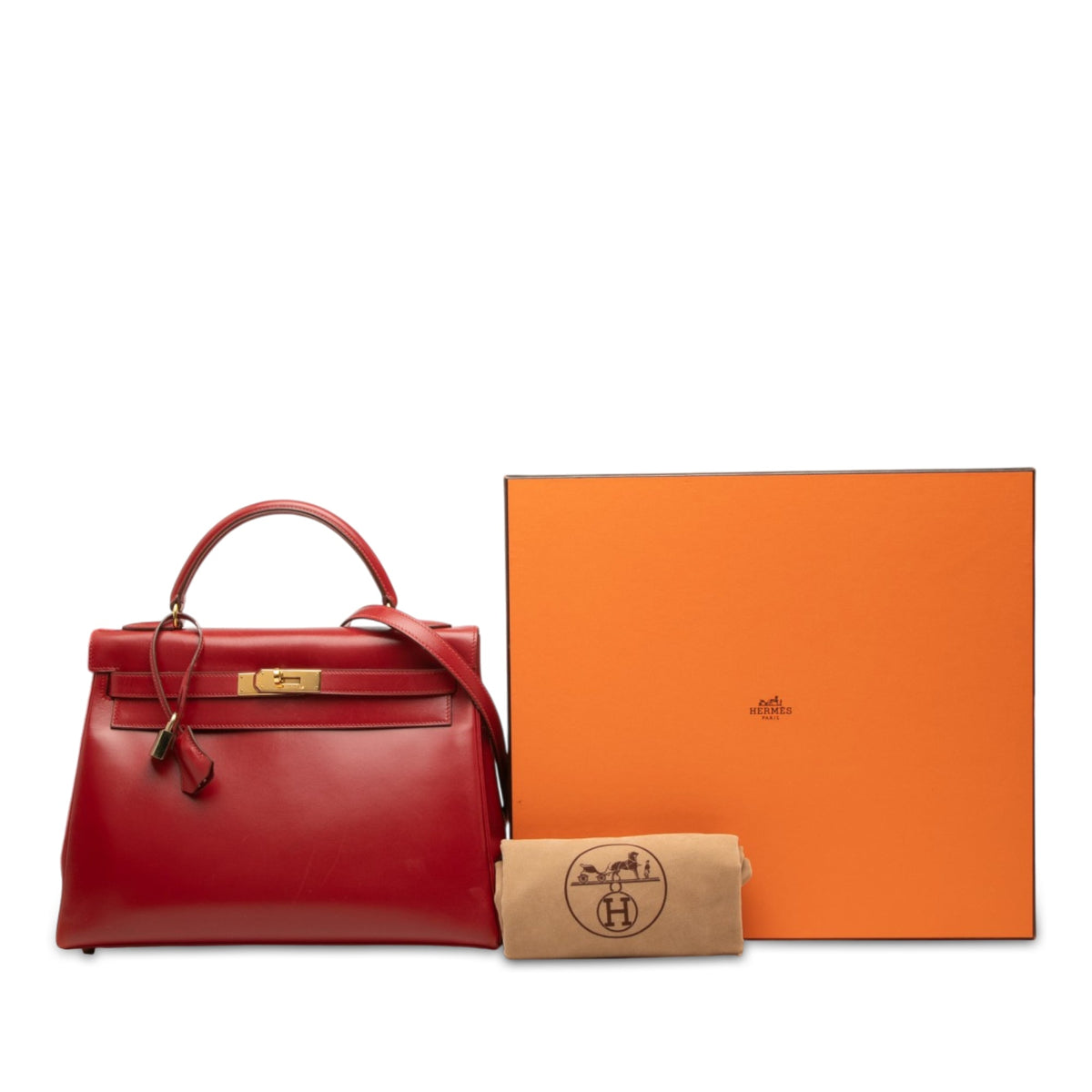 Hermès Box Calf Kelly Retourne 32 — Red