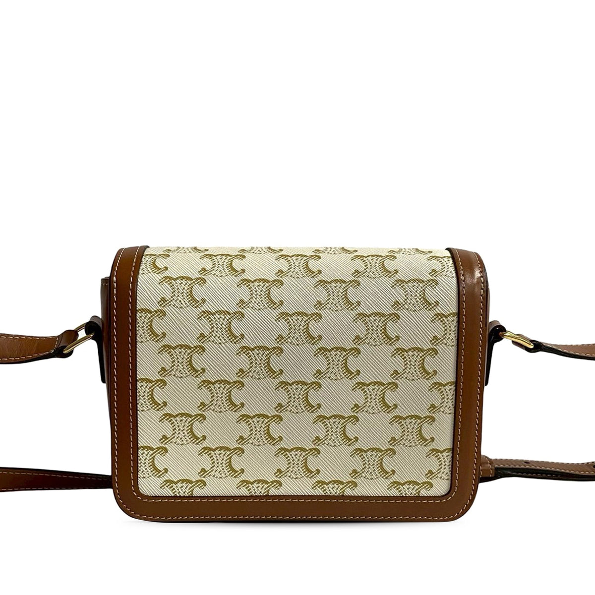 Celine Teen Triomphe Coated Canvas and Calfskin Triomphe Crossbody