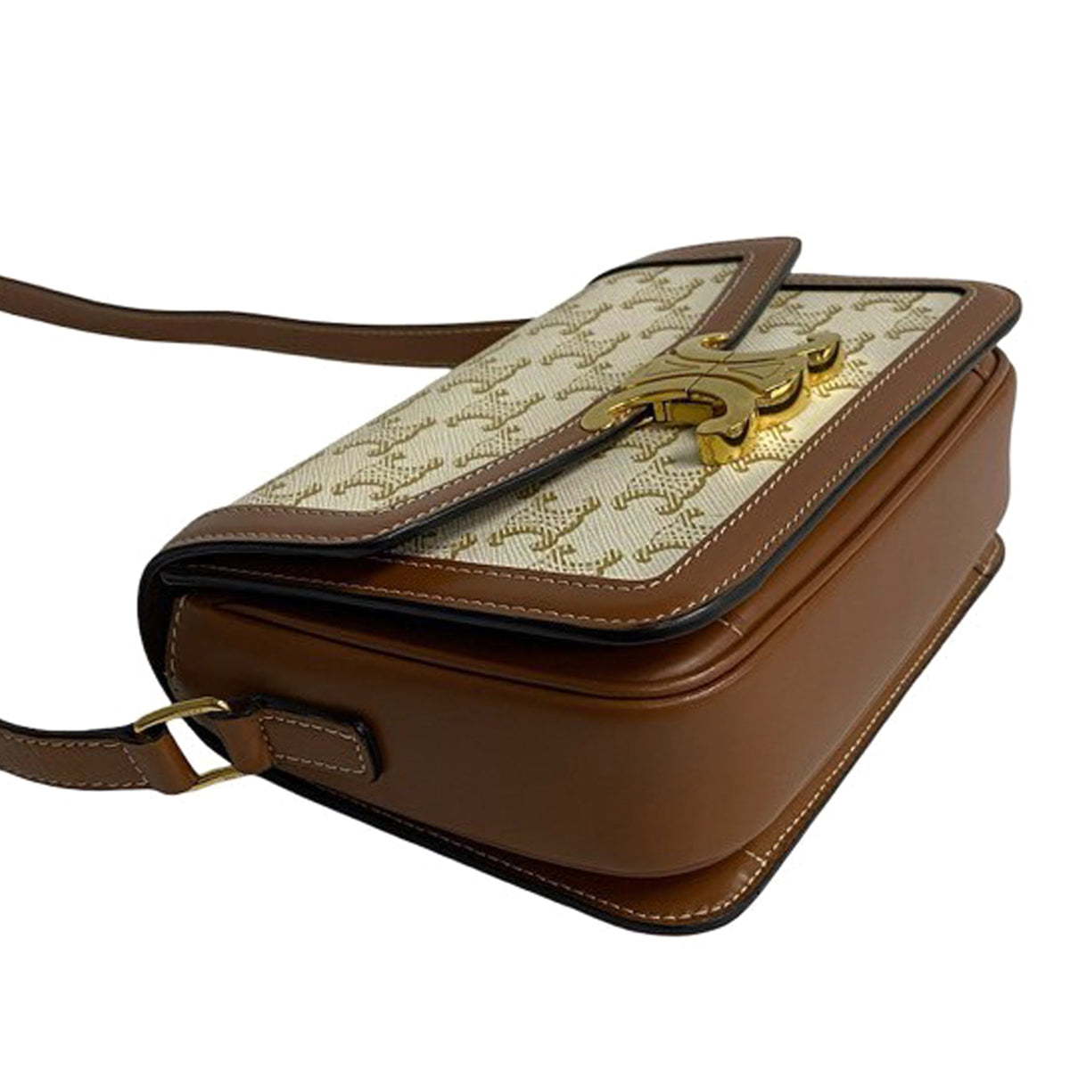 Celine Teen Triomphe Coated Canvas and Calfskin Triomphe Crossbody