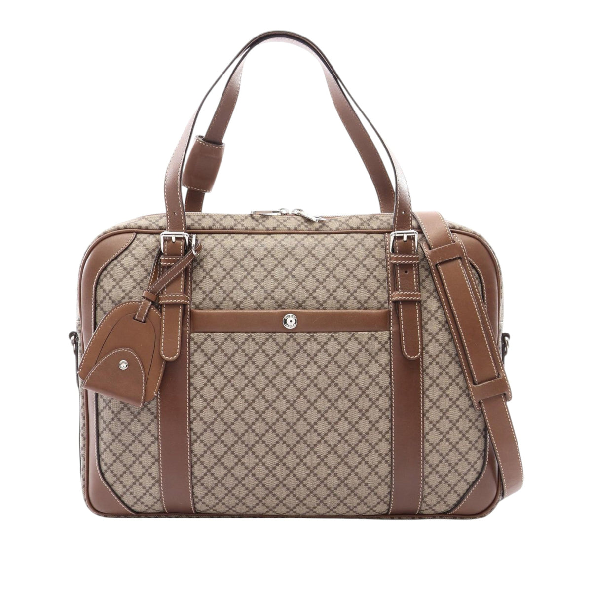 Gucci Diamante Coated Canvas Business Bag — Beige