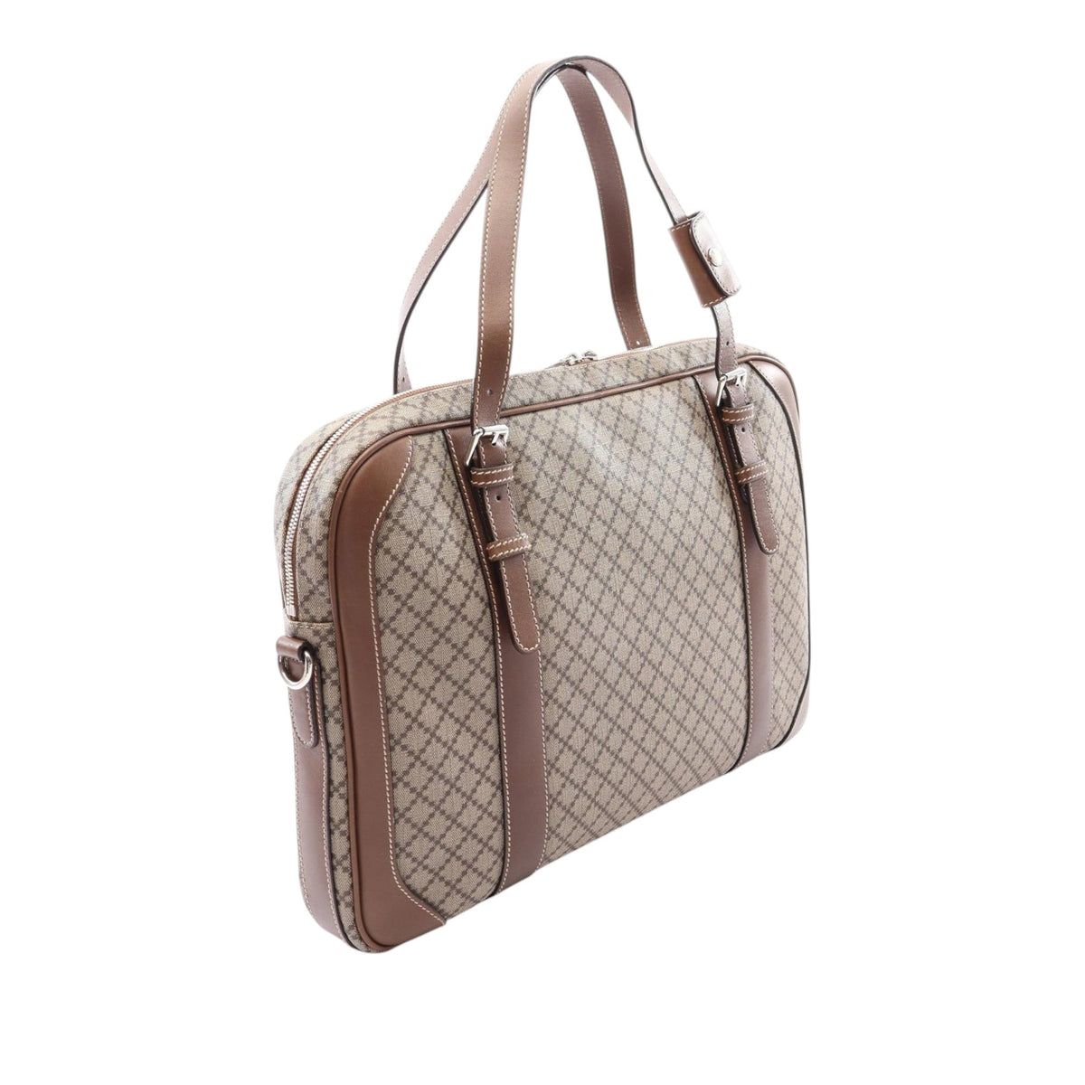 Gucci Diamante Coated Canvas Business Bag — Beige