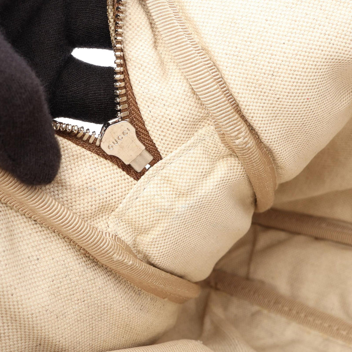 Gucci Diamante Coated Canvas Business Bag — Beige