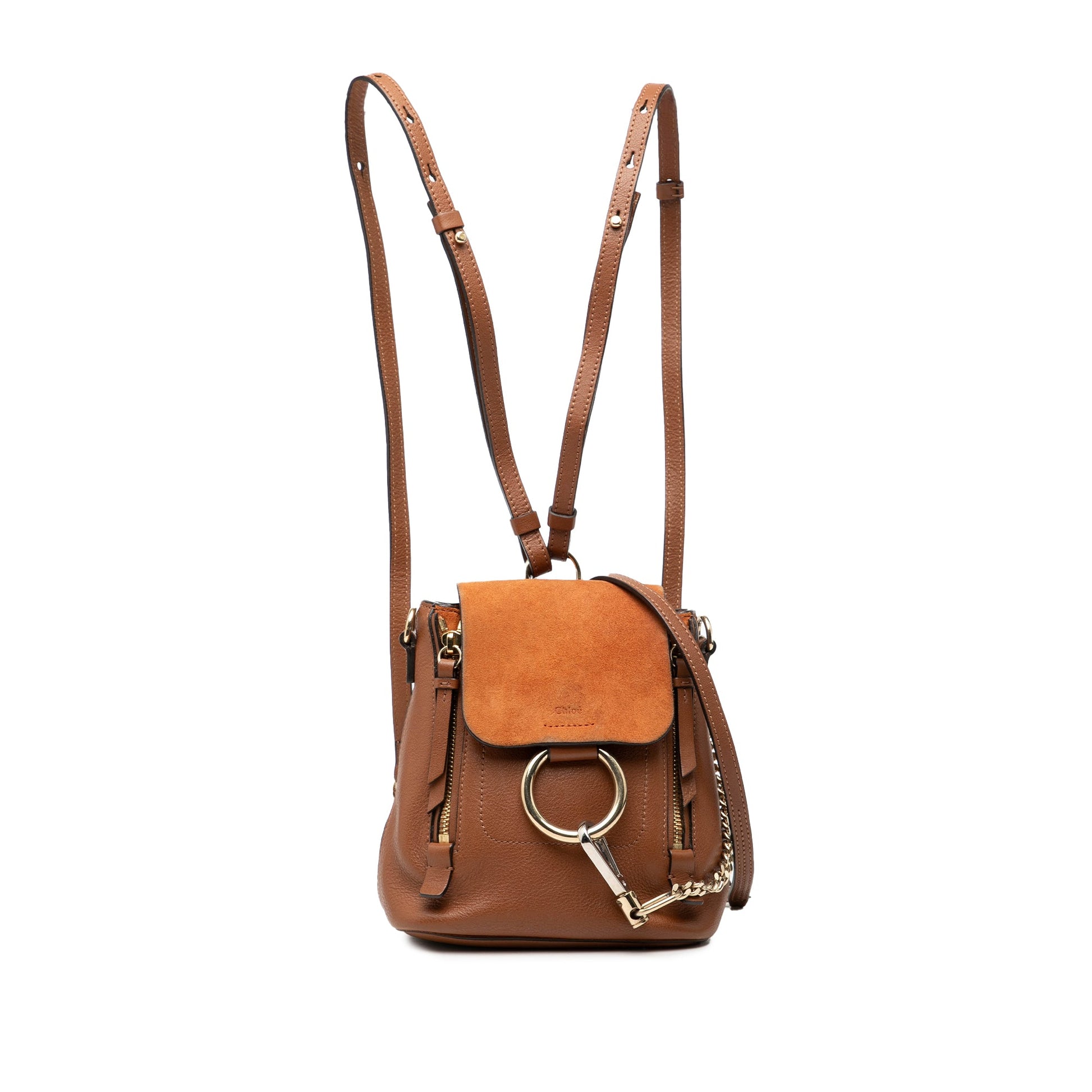 Chloé Mini Calfskin and Suede Faye Backpack