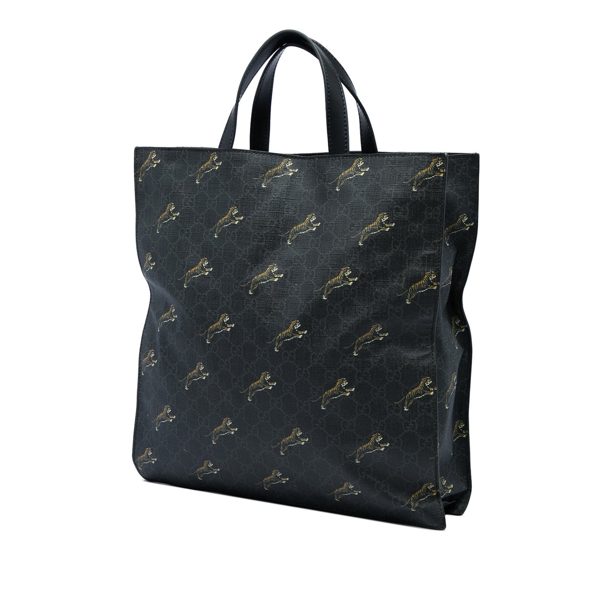 Gucci GG Supreme Web Tiger Convertible Soft Tote — Black