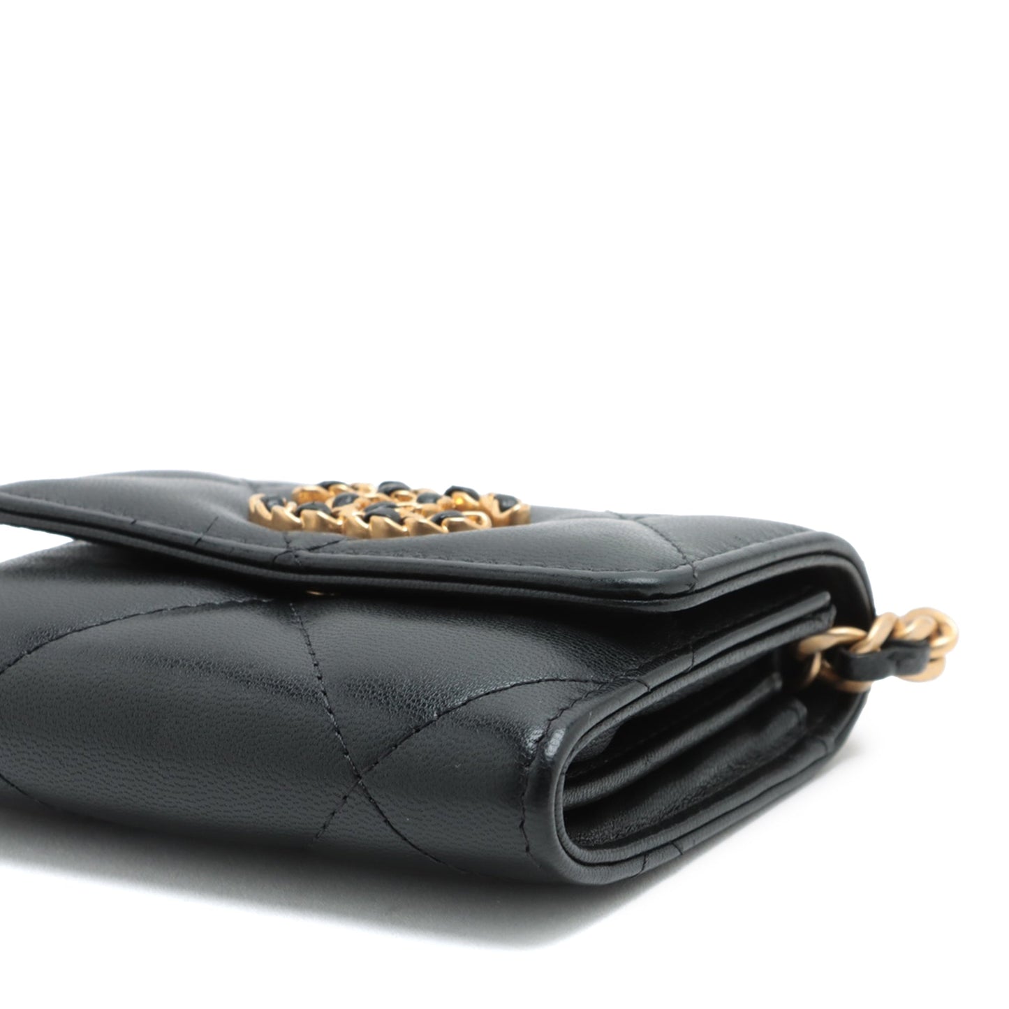 Chanel Quilted Lambskin 19 Flap Coin Purse With Chain