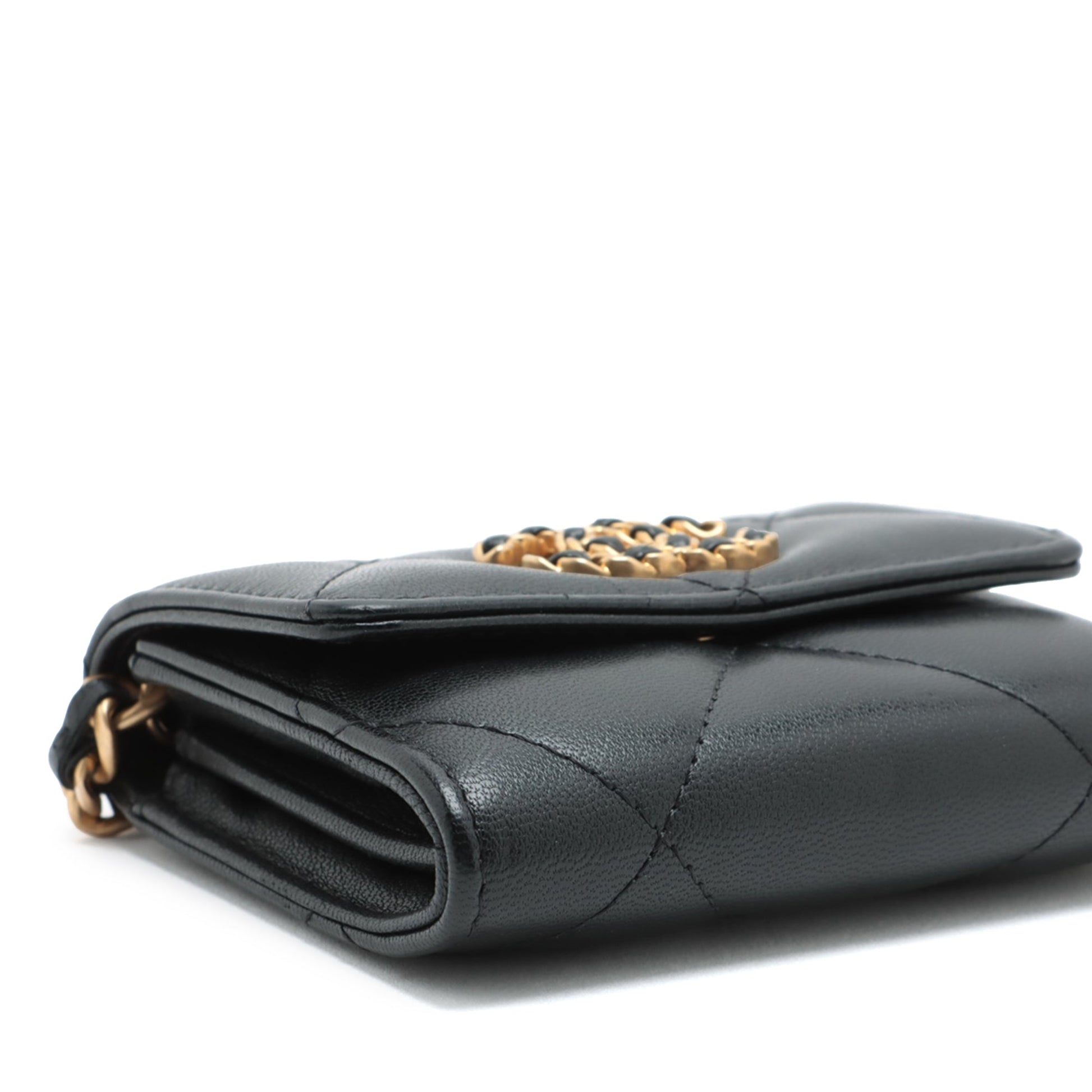 Chanel Quilted Lambskin 19 Flap Coin Purse With Chain