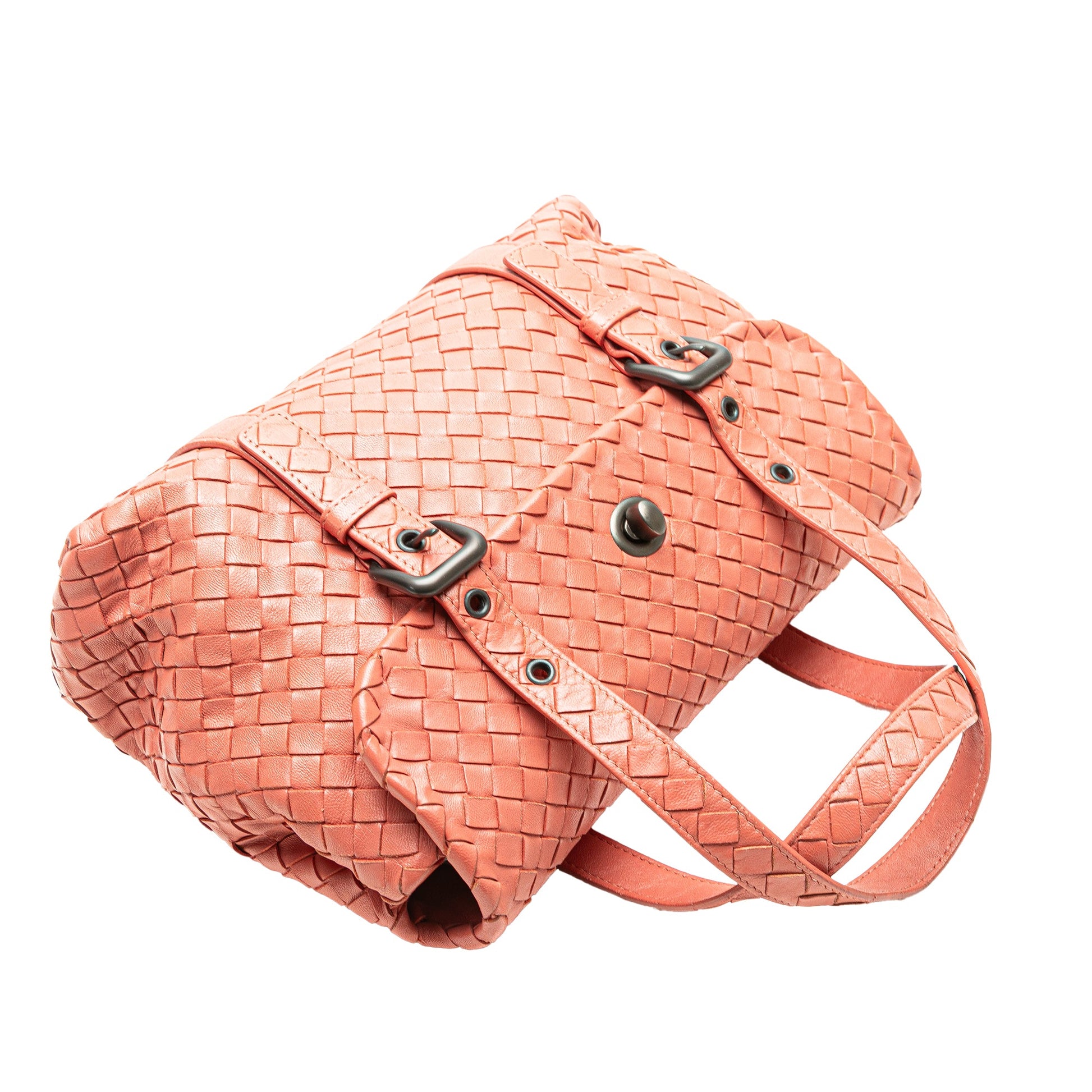 Bottega Veneta Leather Intrecciato Flap Satchel
