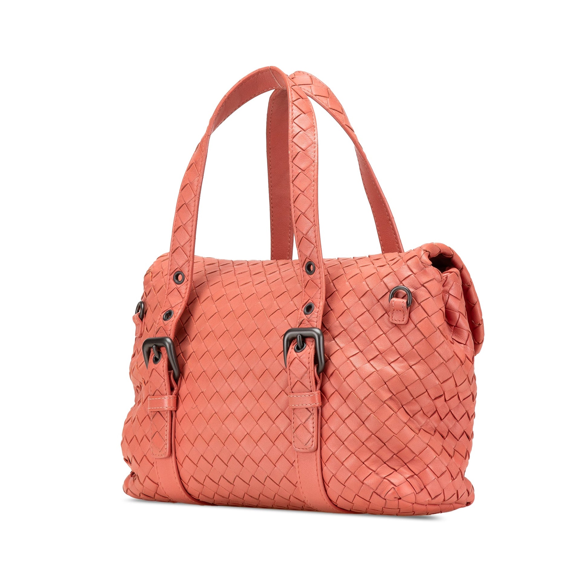 Bottega Veneta Leather Intrecciato Flap Satchel