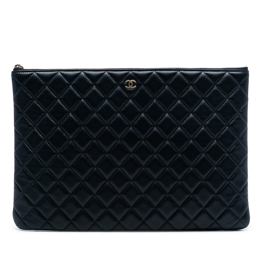 Chanel Large Quilted Lambskin O Case Clutch