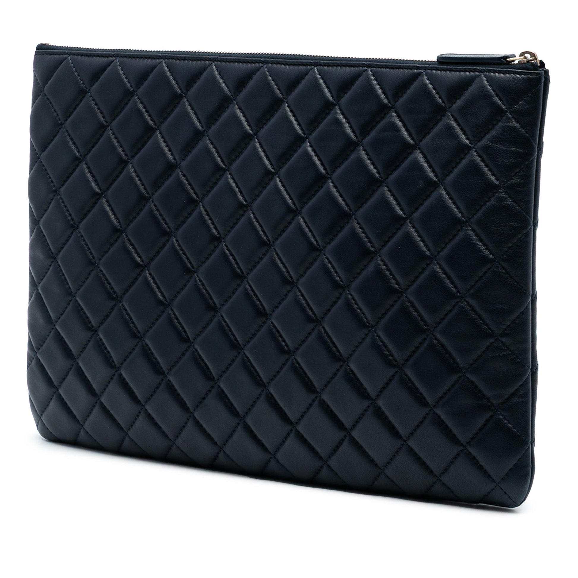 Chanel Large Quilted Lambskin O Case Clutch