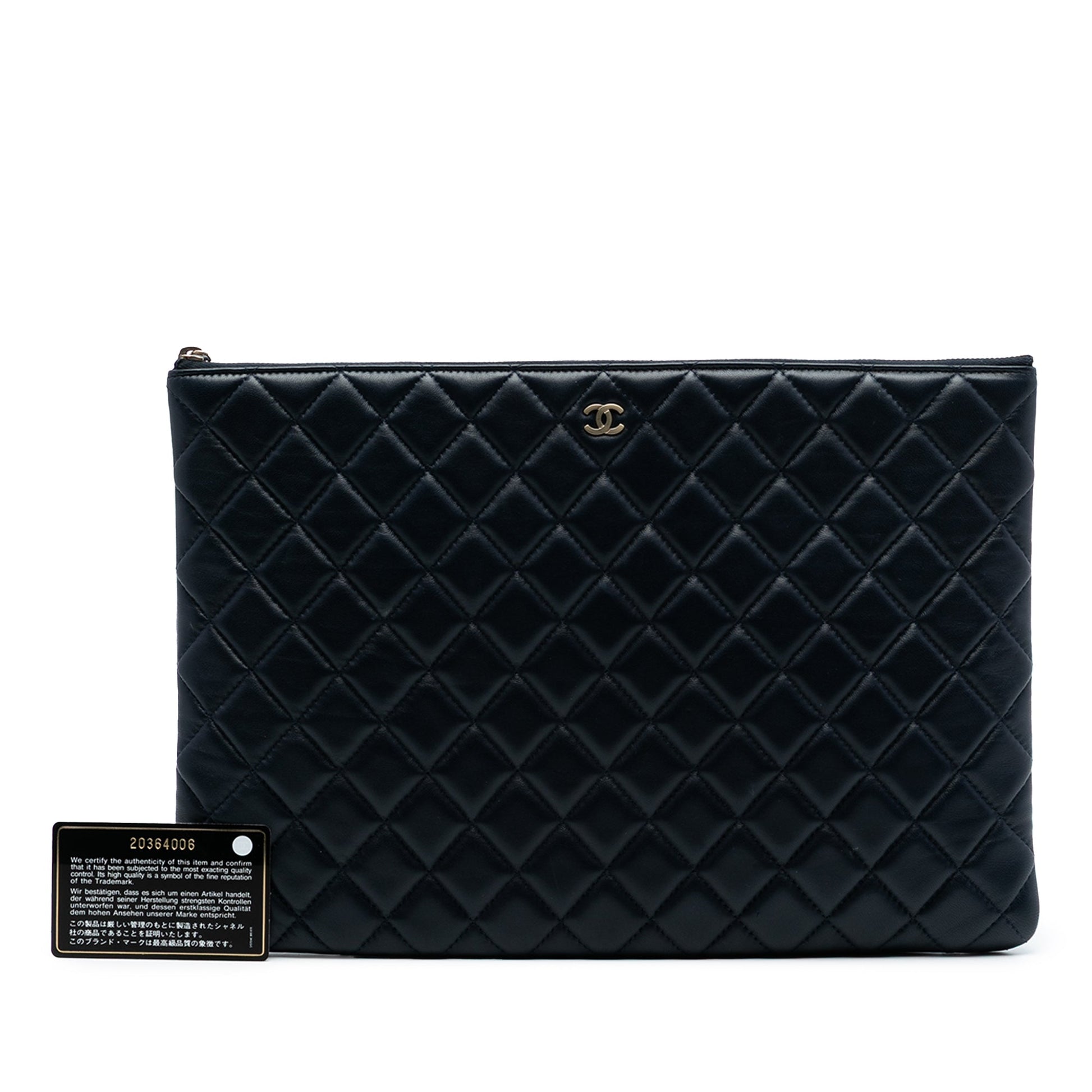 Chanel Large Quilted Lambskin O Case Clutch
