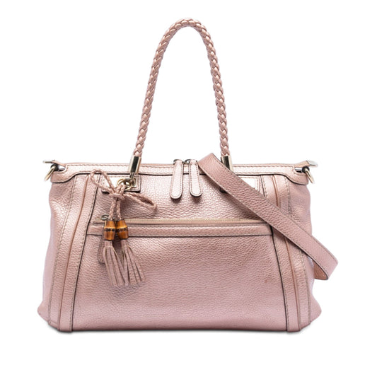 Gucci Metallic Pebbled Calfskin Bella Satchel