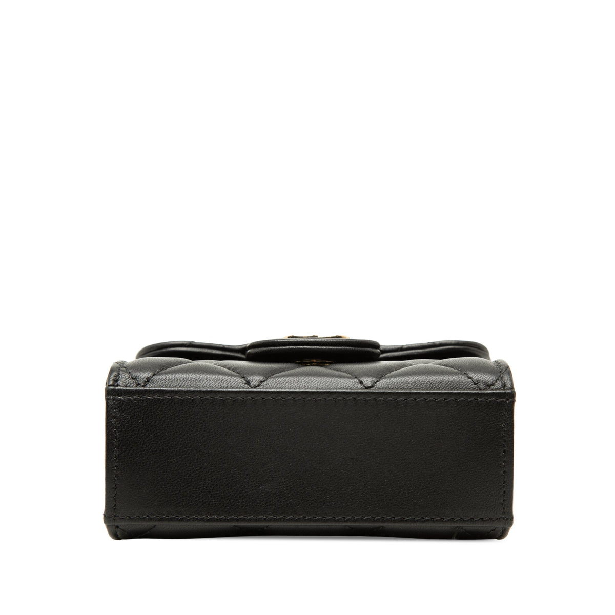 Chanel CC Quilted Lambskin Top Handle Flap Clutch With Chain