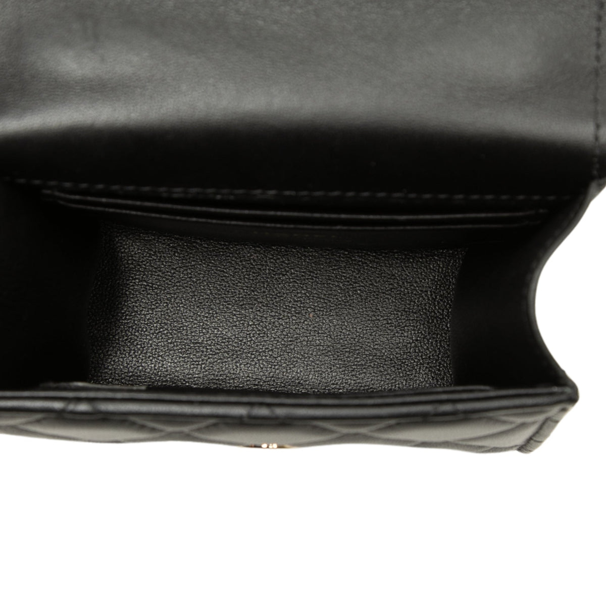 Chanel CC Quilted Lambskin Top Handle Flap Clutch With Chain
