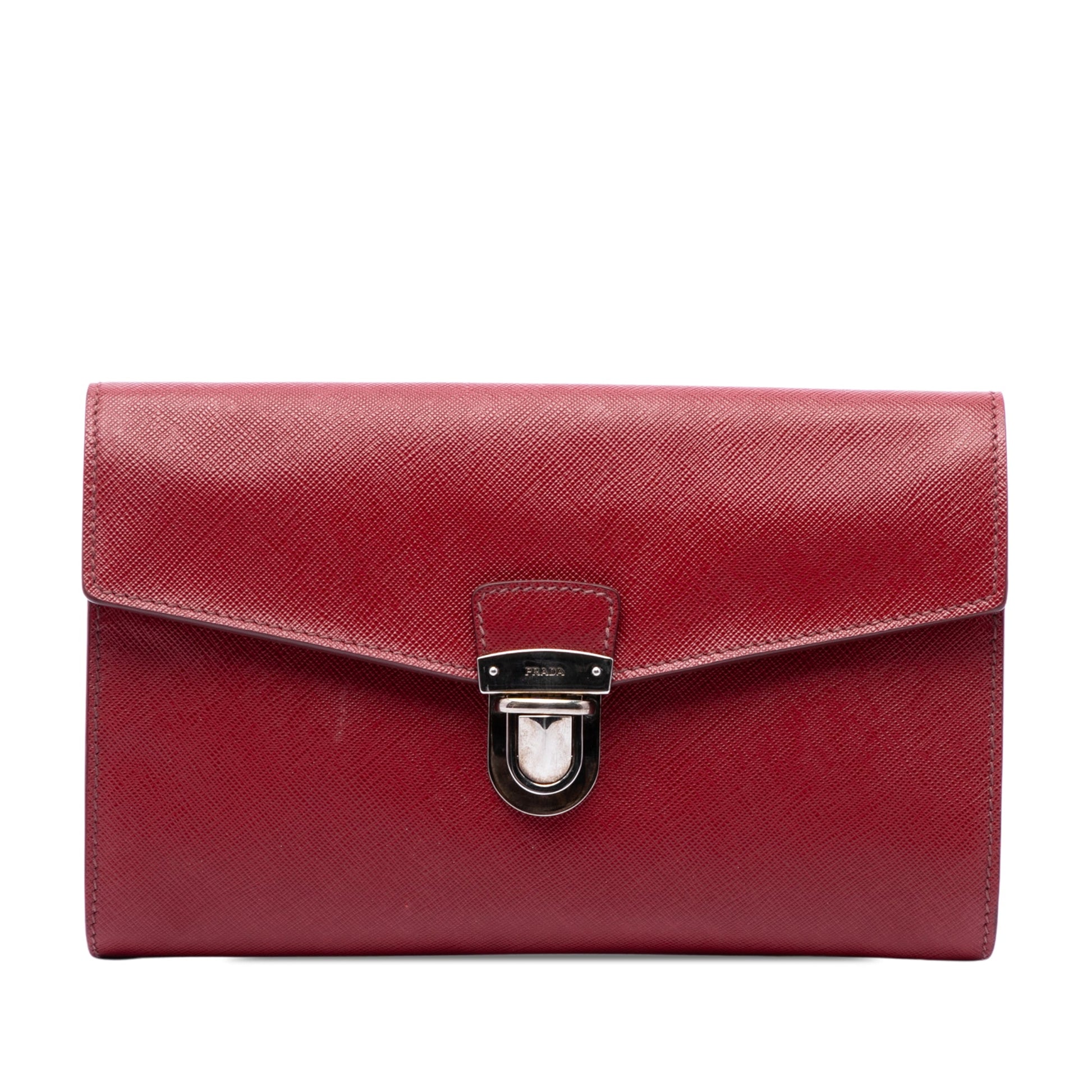 Prada Saffiano Envelope Pushlock Clutch
