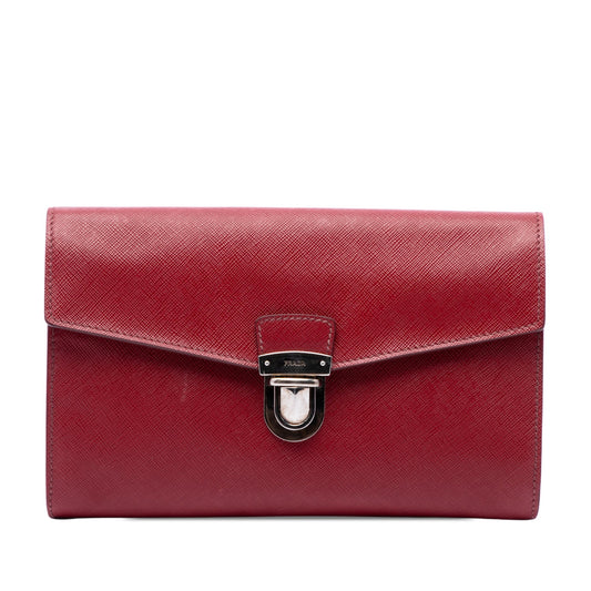 Prada Saffiano Envelope Pushlock Clutch