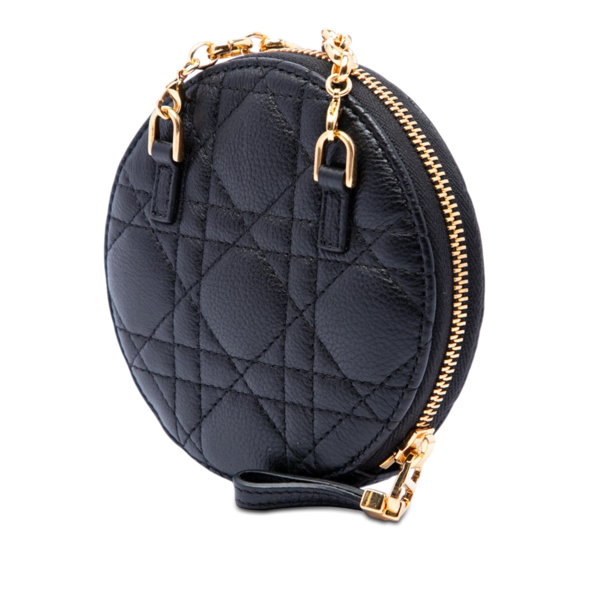 Dior Calfskin Cannage Round Caro Pouch with Chain